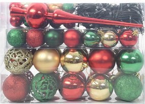 vidaXL Σετ Χριστουγεννιάτικων Στρογγυλών Μπαλίτσων 61 pcs Πολύχρωμο