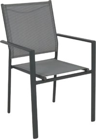 LANSON Πολυθρόνα Κήπου Βεράντας, Μέταλλο Βαφή Ανθρακί Textilene Grey   1τμχ