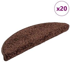 vidaXL Πατάκια για σκάλες 20 τεμάχια Καφέ 56x17x3 εκ.