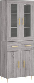 vidaXL Ντουλάπι Γκρι Sonoma 69,5 x 34 x 180 εκ. Επεξεργασμένο Ξύλο