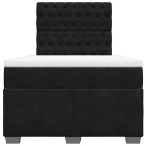vidaXL Κρεβάτι Boxspring με Στρώμα Μαύρο 120 x 200 εκ. Βελούδινο