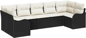 vidaXL Σετ Καναπέ Κήπου με αποθήκευση 7 pcs Μαύρο και λευκό Πολυ ράταν
