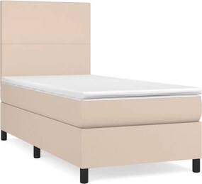 vidaXL Κρεβάτι Boxspring με Στρώμα Καπουτσίνο 100x200εκ.από Συνθ.Δέρμα