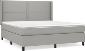 vidaXL Κρεβάτι Boxspring με Στρώμα Ανοιχτό Γκρι 180x200 εκ. Υφασμάτινο