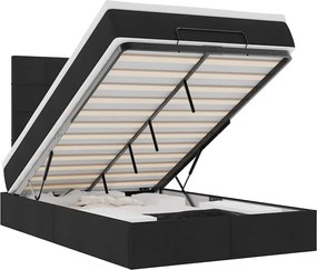 vidaXL Οθωμανικό κρεβάτι με στρώμα Μαύρο 120x190 cm Ύφασμα