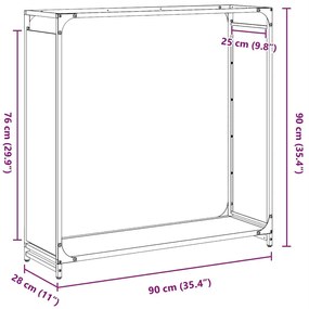 Ράφι για καυσόξυλα Λευκό 90x28x90 cm Ατσάλι ψυχρής έλασης - Λευκό