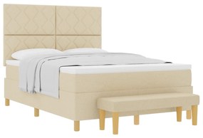 vidaXL Κρεβάτι Με Στρώμα & Πάγκο Κρεμ 140x200 εκ Ύφασμα
