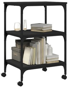 vidaXL Βάση Εκτυπωτή 3 Επιπέδων Μαύρη 50x41x75 εκ. Επεξεργασμένο Ξύλο