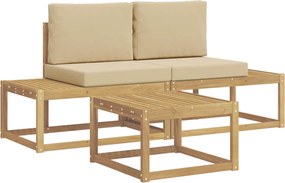 vidaXL Σειρά Καναπέ Εξωτερικού 3 pcs Λευκό και Μπεζ Πολυεστέρας