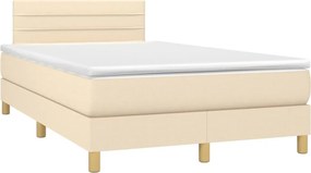 vidaXL Κρεβάτι Boxspring με Στρώμα Κρεμ 120x200 εκ. Υφασμάτινο