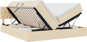 vidaXL Κρεβάτι Αποθήκης με στρώμα Κρέμ 200 x 200 cm Τεχνητό Δέρμα