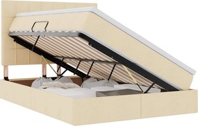 vidaXL LED Κρεβάτι αποθήκευσης με στρώμα Κρέμ 140 x 200 cm Ύφασμα