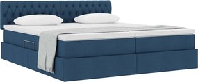 vidaXL Κρεβάτι Αποθήκης με στρώμα Μπλε 200 x 200 cm Τεχνητό Δέρμα