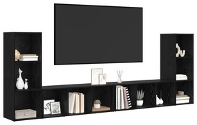 vidaXL Ντουλάπι TV με ράφι με αποθήκευση 4 pcs Μαύρη Δρυς 37 x 35 x 107.5 εκ.