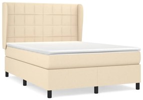 vidaXL Κρεβάτι Boxspring με Στρώμα Κρεμ 140x200 εκ. Υφασμάτινο