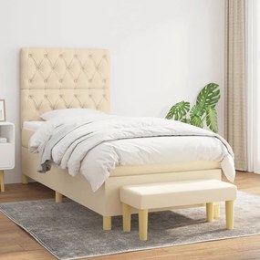 Κρεβάτι Boxspring με Στρώμα Κρεμ 80 x 200 εκ. Υφασμάτινο - Κρεμ