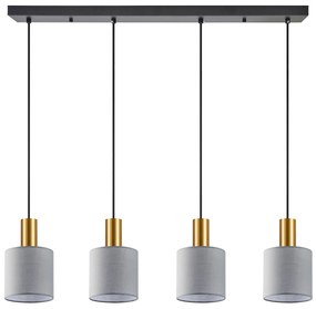 Φωτιστικό Οροφής  SE21-GM-4-4BL-SH2 ADEPT TUBE Gold Matt Pendant Grey Fabric Shade+ - 77-8609 - 51W - 100W - 77-8609