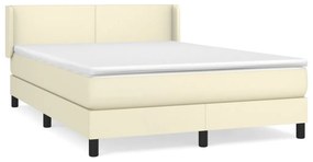 vidaXL Κρεβάτι Boxspring με Στρώμα Κρεμ 140x190εκ. από Συνθετικό Δέρμα