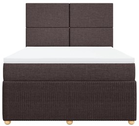 vidaXL Κρεβάτι Boxspring με Στρώμα Σκούρο Καφέ 140x190 εκ. Υφασμάτινο