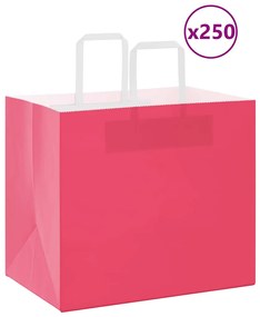 vidaXL Χάρτινες σακούλες 250 τεμάχια με χερούλια Ροζ 32x22x28 εκ.