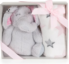 Baby blanket 90/75 cm with toy Elephant pink