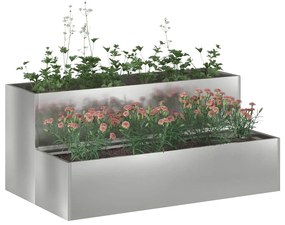vidaXL Γλάστρα Κήπου Ασημί 100 x 60 x 45 εκ Γαλβανισμένος χάλυβας