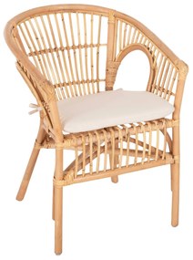 Καρέκλα - Πολυθρόνα DAMPAR C9929.04 Φυσικό Rattan με Λευκό Μαξιλάρι 59x61x80Υεκ. 59x61x80 εκ.