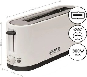 Τοστιέρα First Austria FA-5368-4, 900 W, Λειτουργία απόψυξης, 38 εκ., Λευκό