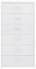 Συρταριέρα με 6 Συρτάρια Γυαλ. Λευκό 50x34x96 εκ. Μοριοσανίδα - Λευκό
