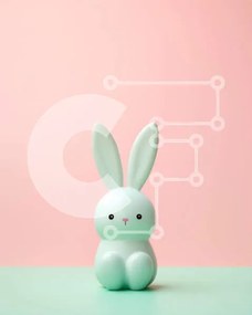 Intra Συλλεκτικό Ξύλινο Παζλ Plywood  4mm - Μικρό λευκό ειδώλιο λαγουδάκι σε πορτοκαλί και ροζ φόντο Σε Ξύλινο Κουτί - Διαστάσεις: 10x10 cm – 25 κομμάτια