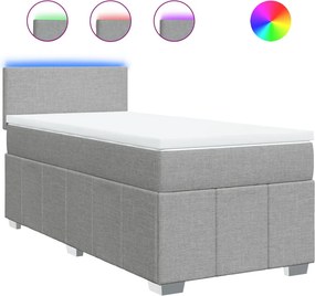vidaXL Κρεβάτι Boxspring με Στρώμα Ανοιχτό Γκρι 100x200 εκ. Υφασμάτινο