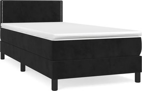 vidaXL Κρεβάτι Boxspring με Στρώμα Μαύρο 90x200 εκ. Βελούδινο