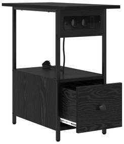 vidaXL Κομοδίνο Μαύρη δρυς 60 x 30 x 61 εκ Επεξεργασμένο ξύλο