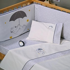 Σεντόνια Βρεφικά Polaris (Σετ 3τμχ) White-Grey Kentia Cradle 120x170cm 100% Βαμβακοσατέν