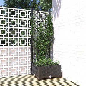 Ζαρντινιέρα Κήπου με Καφασωτό Μαύρο 40 x 40 x 121,5 εκ. από PP - Μαύρο