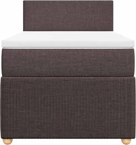 vidaXL Κρεβάτι Boxspring με Στρώμα Σκούρο Καφέ 90x200 εκ. Υφασμάτινο
