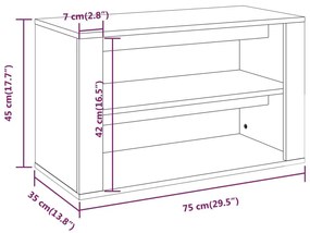 Παπουτσοθήκη Γκρι Σκυροδέματος 75x35x45 εκ. Επεξεργασμένο Ξύλο - Γκρι