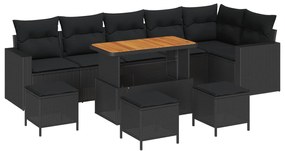 Σετ Καναπέ Κήπου 10 pcs Μαύρο συνθετικό ρατάν