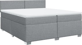 vidaXL Κρεβάτι Boxspring με Στρώμα Ανοιχτό Γκρι 200x200 εκ. Υφασμάτινο