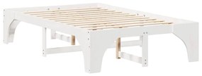 vidaXL Κρεβάτι δαπέδου Λευκό 120 x 200 cm Μασίφ ξύλο πεύκου