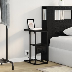 vidaXL Κομοδίνο Μαύρη δρυς 41.5 x 26 x 60.5 εκ Επεξεργασμένο ξύλο