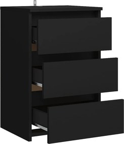 vidaXL Κομοδίνο Μαύρο 40 x 35 x 62,5 εκ. από Επεξ. Ξύλο