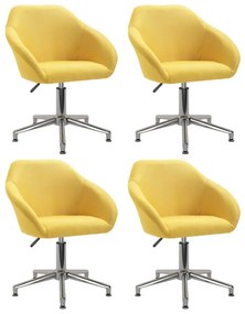 Καρέκλες Τραπεζαρίας Περιστρεφόμενες 4 τεμ. Κίτρινο Υφασμάτινες - Κίτρινο