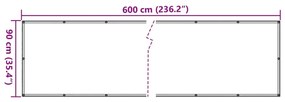 vidaXL Διαχωριστικό Βεράντας Ανθρακί 90 x 600 εκ. από Ύφασμα Oxford