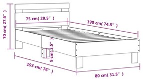 ΠΛΑΙΣΙΟ ΚΡΕΒΑΤΙΟΥ ΜΕ ΚΕΦΑΛΑΡΙ ΓΚΡΙ SONOMA 75X190 ΕΚ. ΕΠΕΞ. ΞΥΛΟ 838573