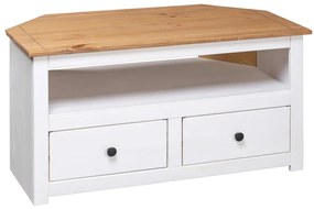 vidaXL Έπιπλο TV Λευκό 93 x 49 x 49 εκ. Μασίφ Ξύλο Πεύκου Σειρά Panama