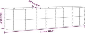 vidaXL Ζαρντινιέρα Ανθρακί 322x40x68 εκ Γαλβανισμένος χάλυβας