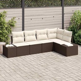 vidaXL Σετ Καναπέ Κήπου 5 pcs Καφέ, Κρέμα Πολυ rattan, βαμμένο ατσάλι