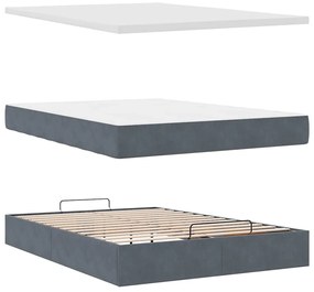 vidaXL Οθωμανικό κρεβάτι με στρώμα σκούρο γκρι 140x200cm Βελούδο