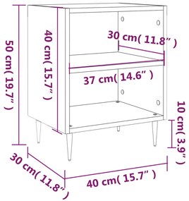 Κομοδίνα 2 τεμ. Καφέ Δρυς 40x30x50 εκ. από Επεξεργασμένο Ξύλο - Καφέ